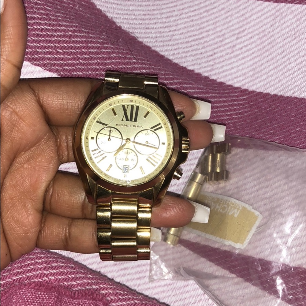 Oversized Bradshaw gold tone Michael Kors watch